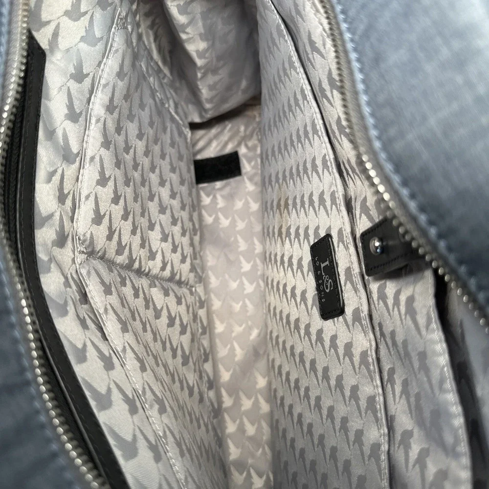 Lo‎ & Sons O.G. Blue Travel Messenger Carry On Bag Gray Interior Silver Hardware
